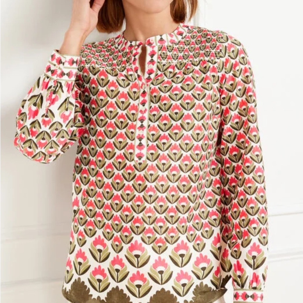 NWOT Talbots Floral Patterned Blouse - Pink and Green 2X